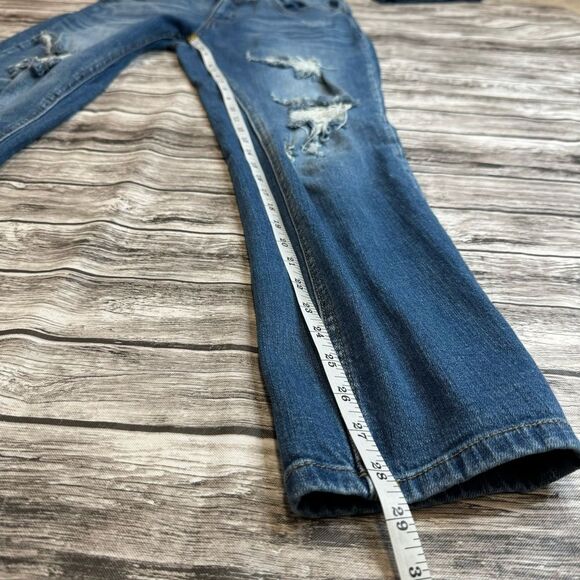 KanCan Women's Straight Leg Ripped Jeans 29 Medium Blue Distressed Ripped Trendy - Picture 12 of 12